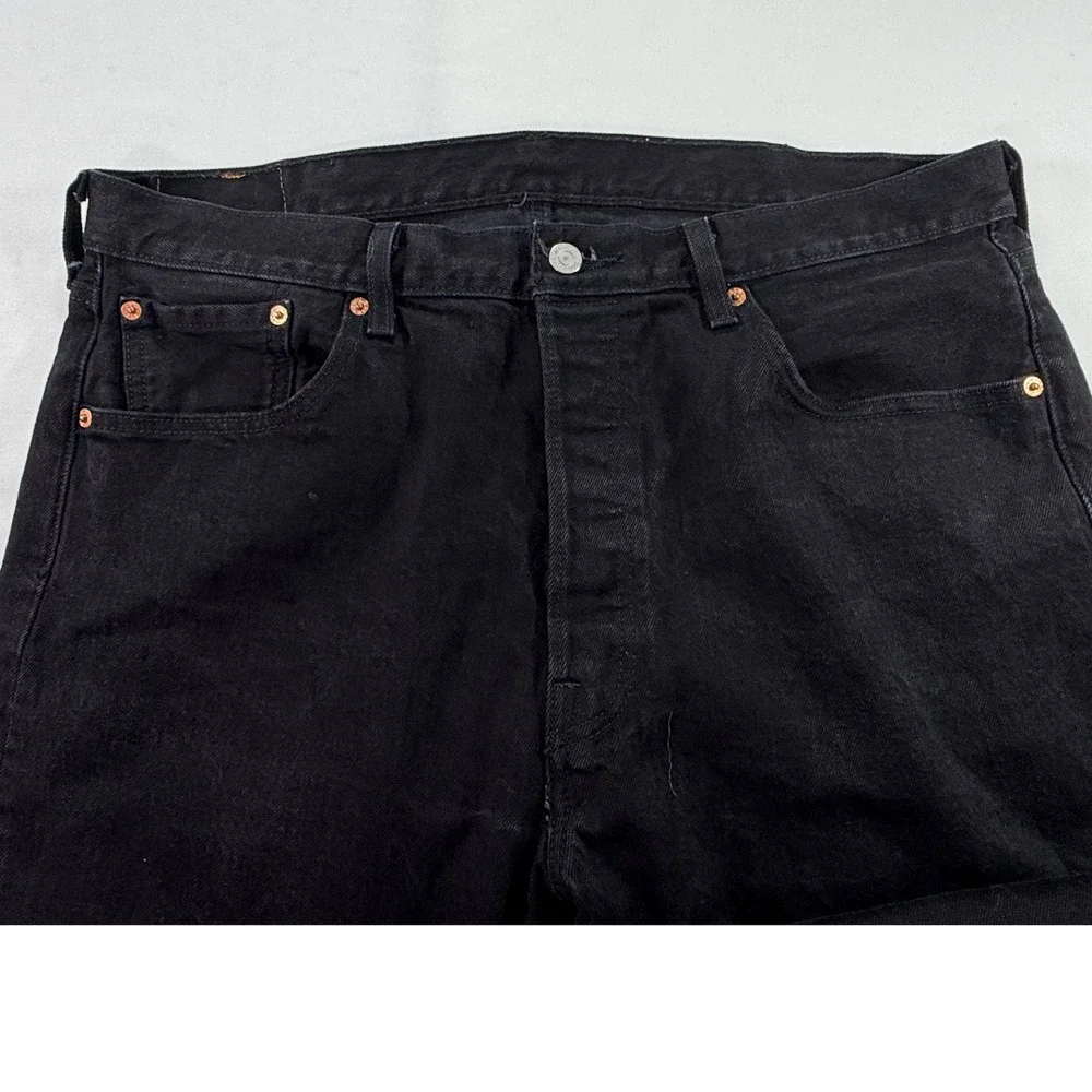 Levi's 501 Original Fit Jeans Mens W36 L36 Black Button Fly Straight Leg